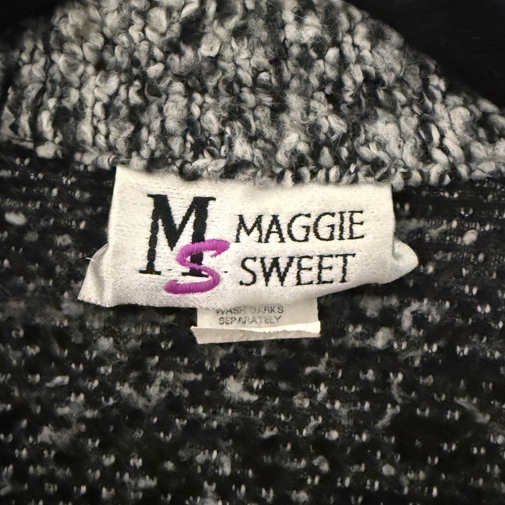 Maggie Sweet Womens 2X Black Speckled Knit Sweater Artsy Lagenlook Cozy Layering - Picture 3 of 7